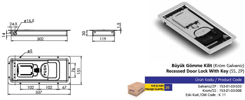 recessed door lock with key Sistem de blocare a usii incastrat cu cheie